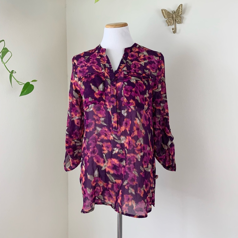✨5 FOR $25✨  APT 9 Floral Print Women's Top - Purple and Pink